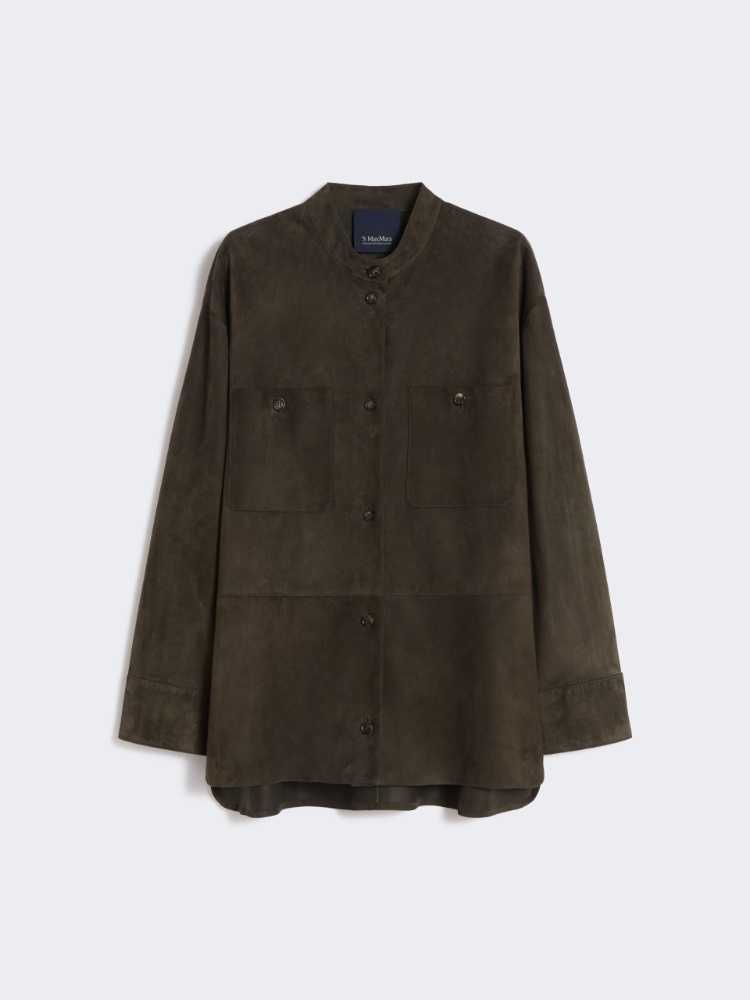 Topstitched suede jacket - GREEN - Max Mara