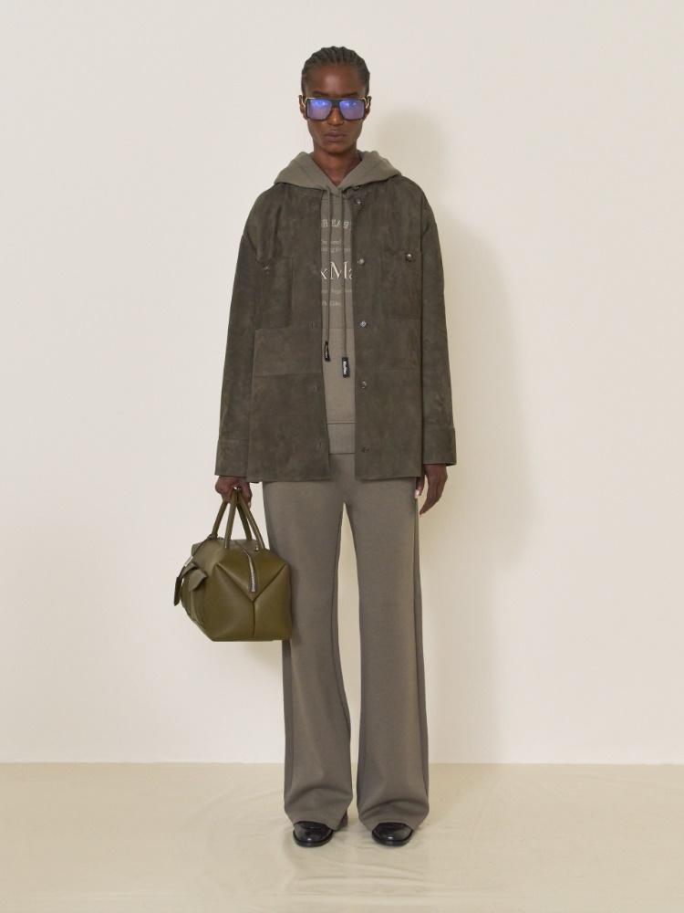 Topstitched suede jacket + GREEN - Max Mara