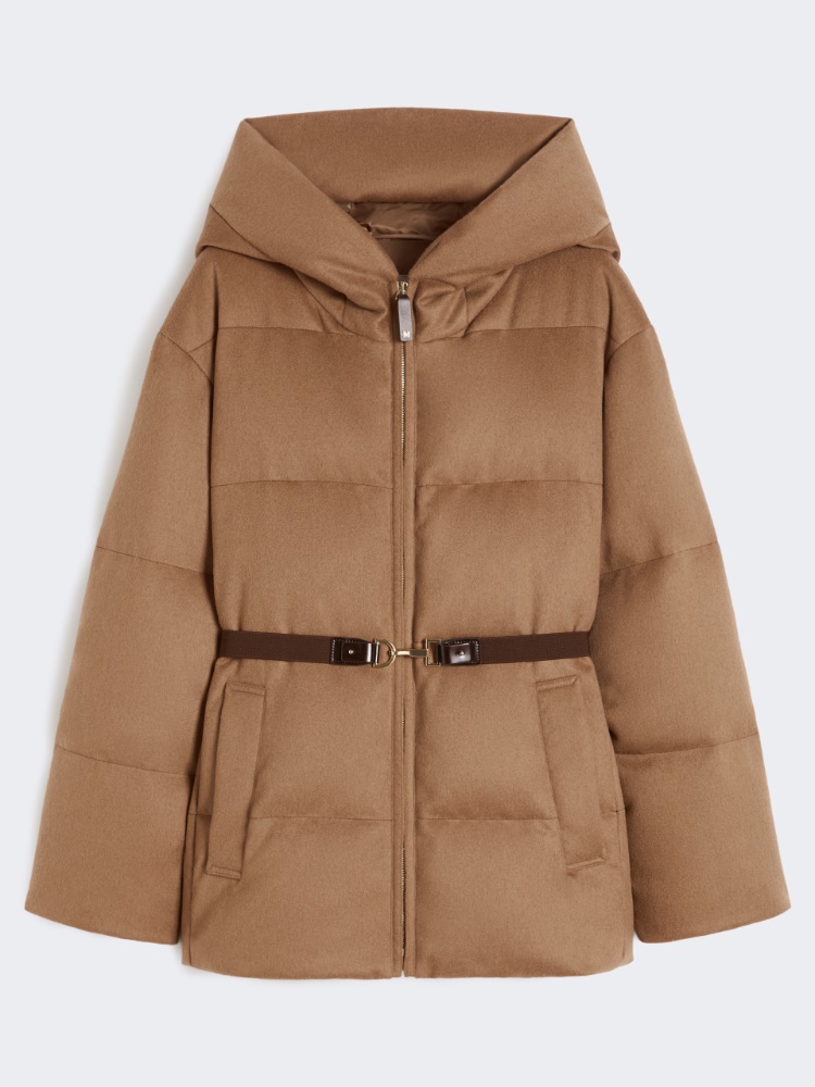 Short water-repellent canvas and camel down jacket - BROWN - Max Mara