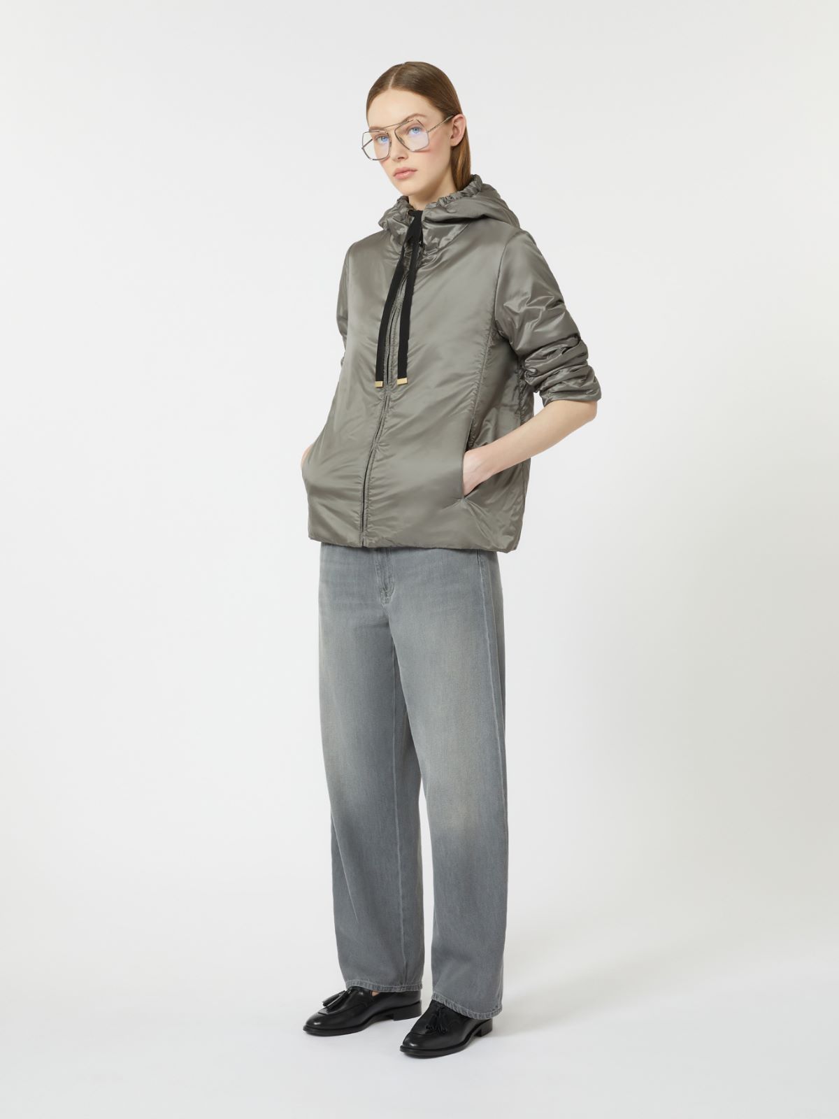 Padded water-repellent canvas hooded jacket - BLACK - Max Mara