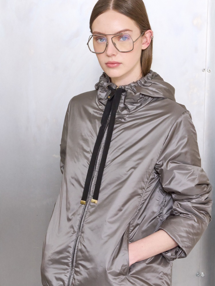 Padded water-repellent canvas hooded jacket + MEDIUM GREY - Max Mara