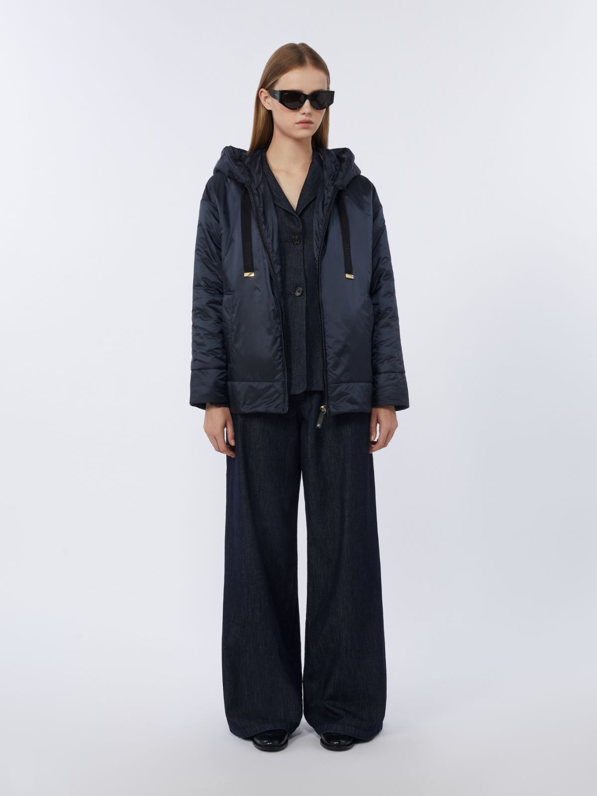 Veste rembourrée avec capuche en toile imperméable - BLEU NUIT - Max Mara - 5