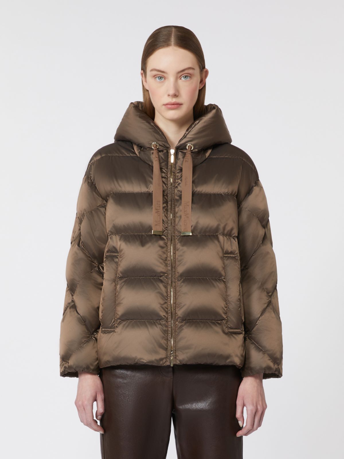 Water-repellent canvas belted down jacket - HAZELNUT BROWN - Max Mara - 5