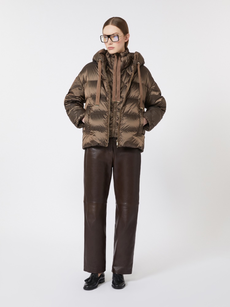 Water-repellent canvas belted down jacket - HAZELNUT BROWN - Max Mara
