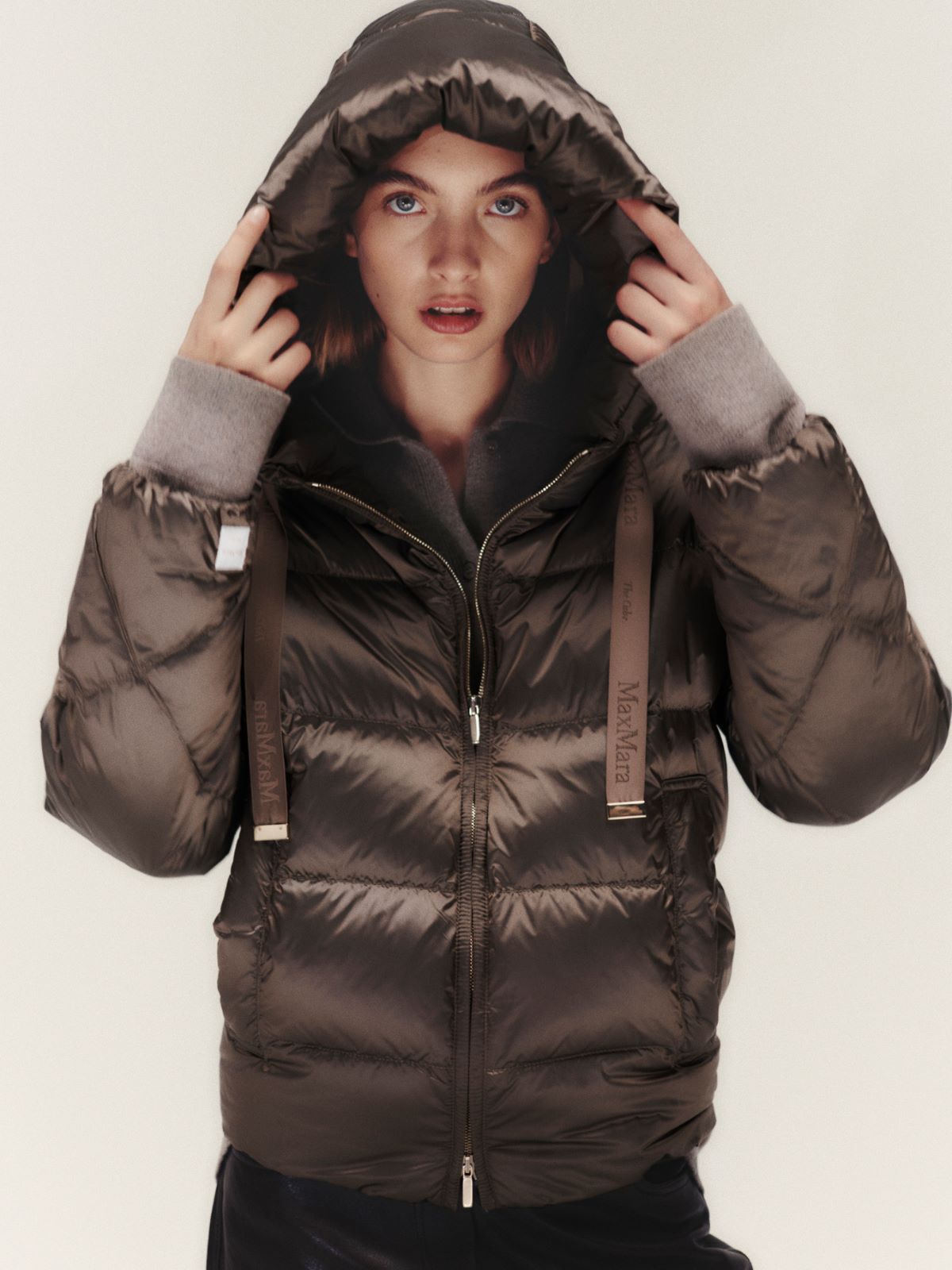 Water-repellent canvas belted down jacket - HAZELNUT BROWN - Max Mara
