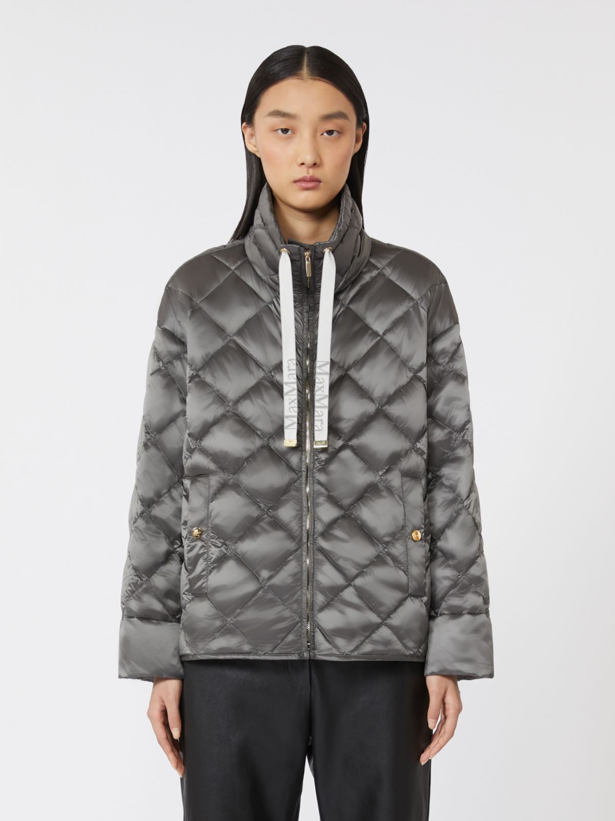 Short water-repellent canvas down jacket - DARK GREY - Max Mara - 4