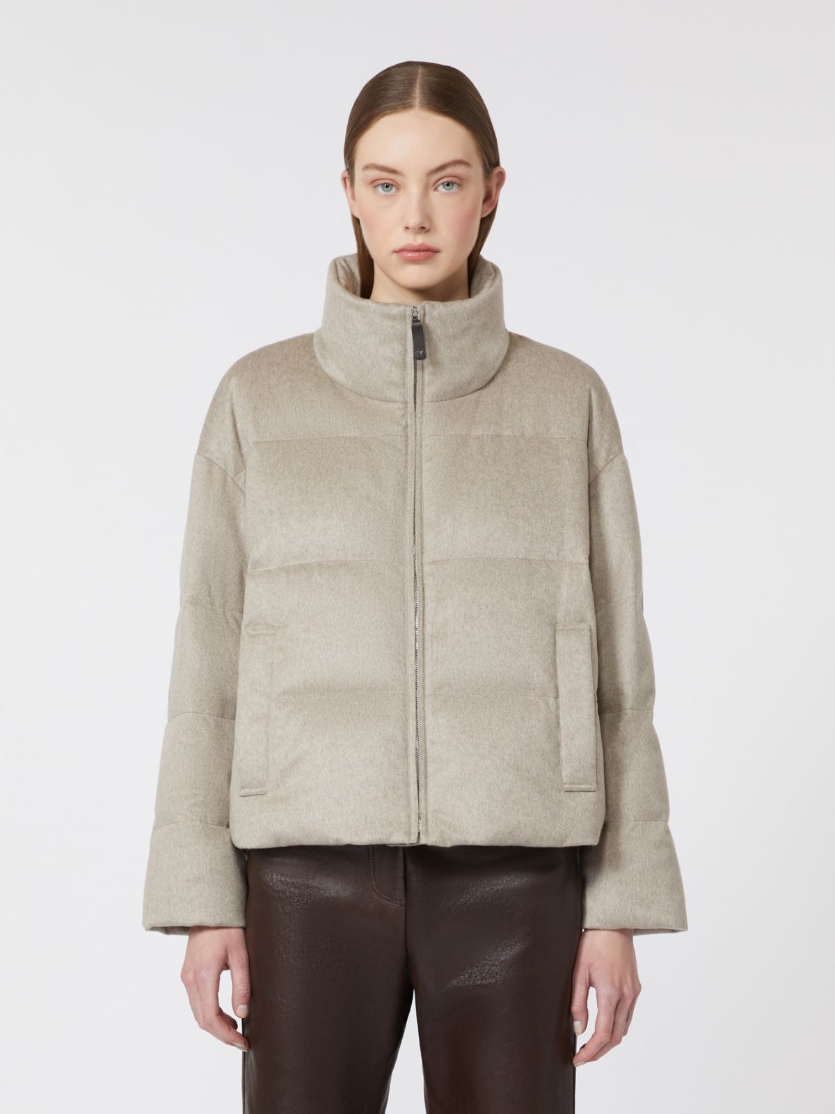 Water-repellent canvas and camel down jacket - SAND - Max Mara - 5
