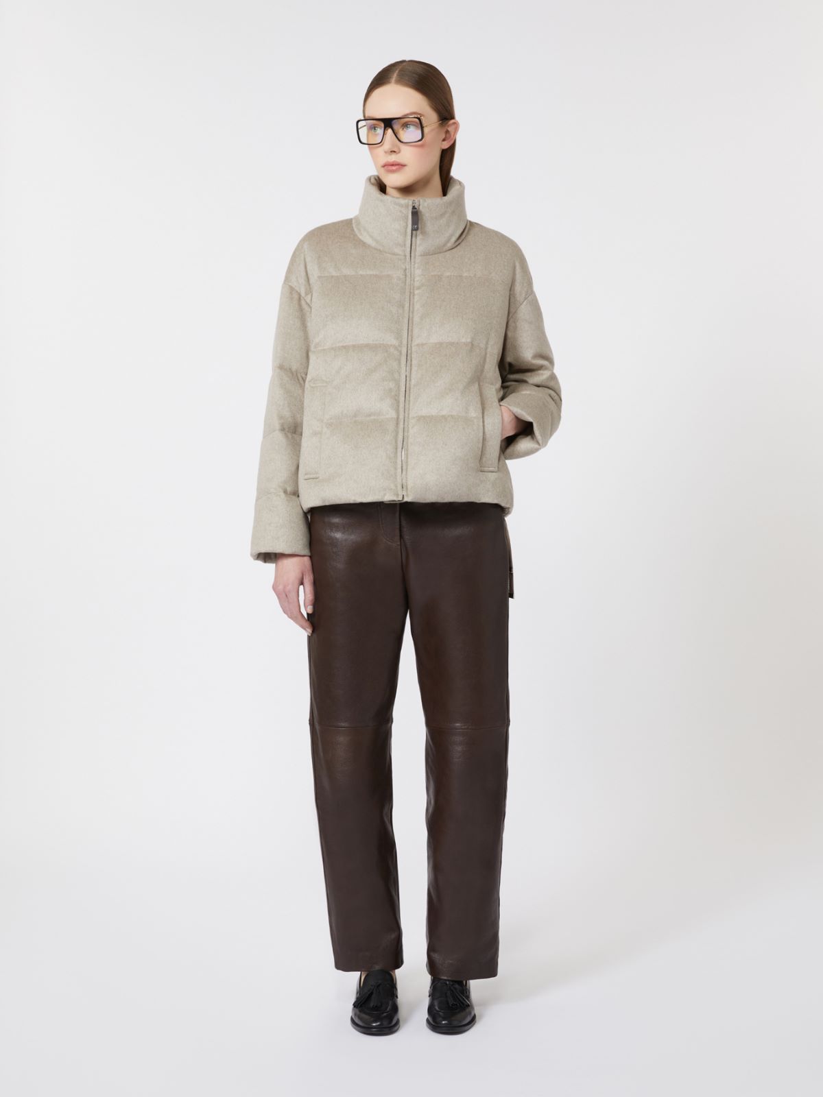 Water-repellent canvas and camel down jacket - SAND - Max Mara - 5