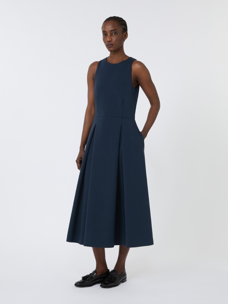 Abito svasato lungo in jersey scuba - BLU MARINO - Max Mara