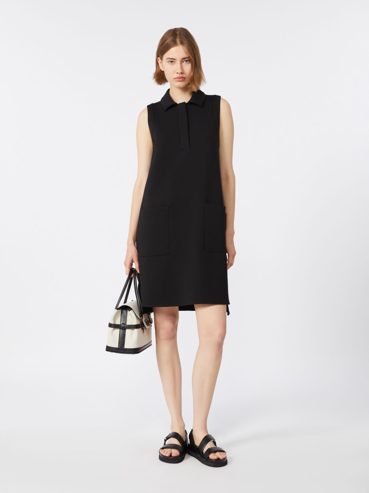 Scuba jersey polo dress - BLACK - Max Mara