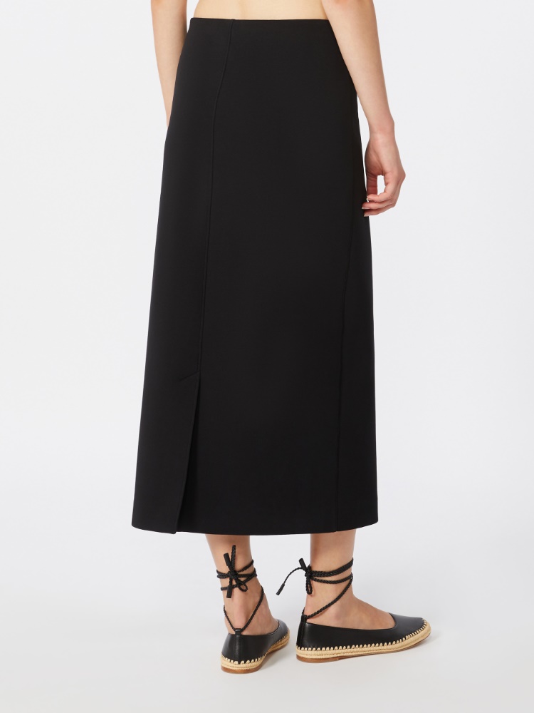 Straight-fit scuba jersey skirt - BLACK - 3