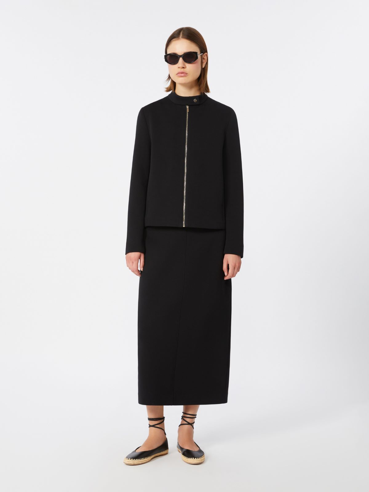 Straight-fit scuba jersey skirt + BLACK - Max Mara
