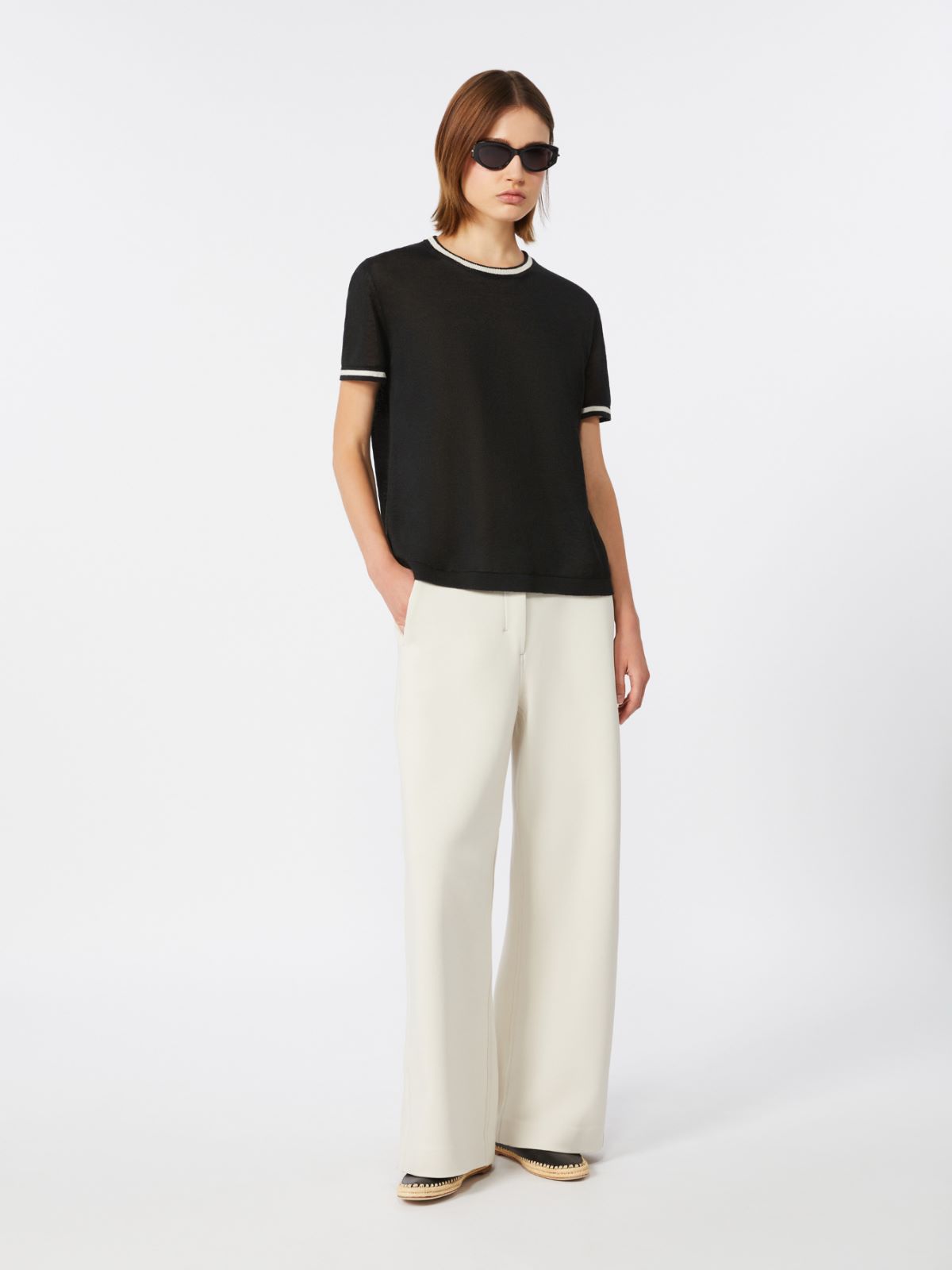 Straight-fit scuba jersey trousers - BEIGE - Max Mara