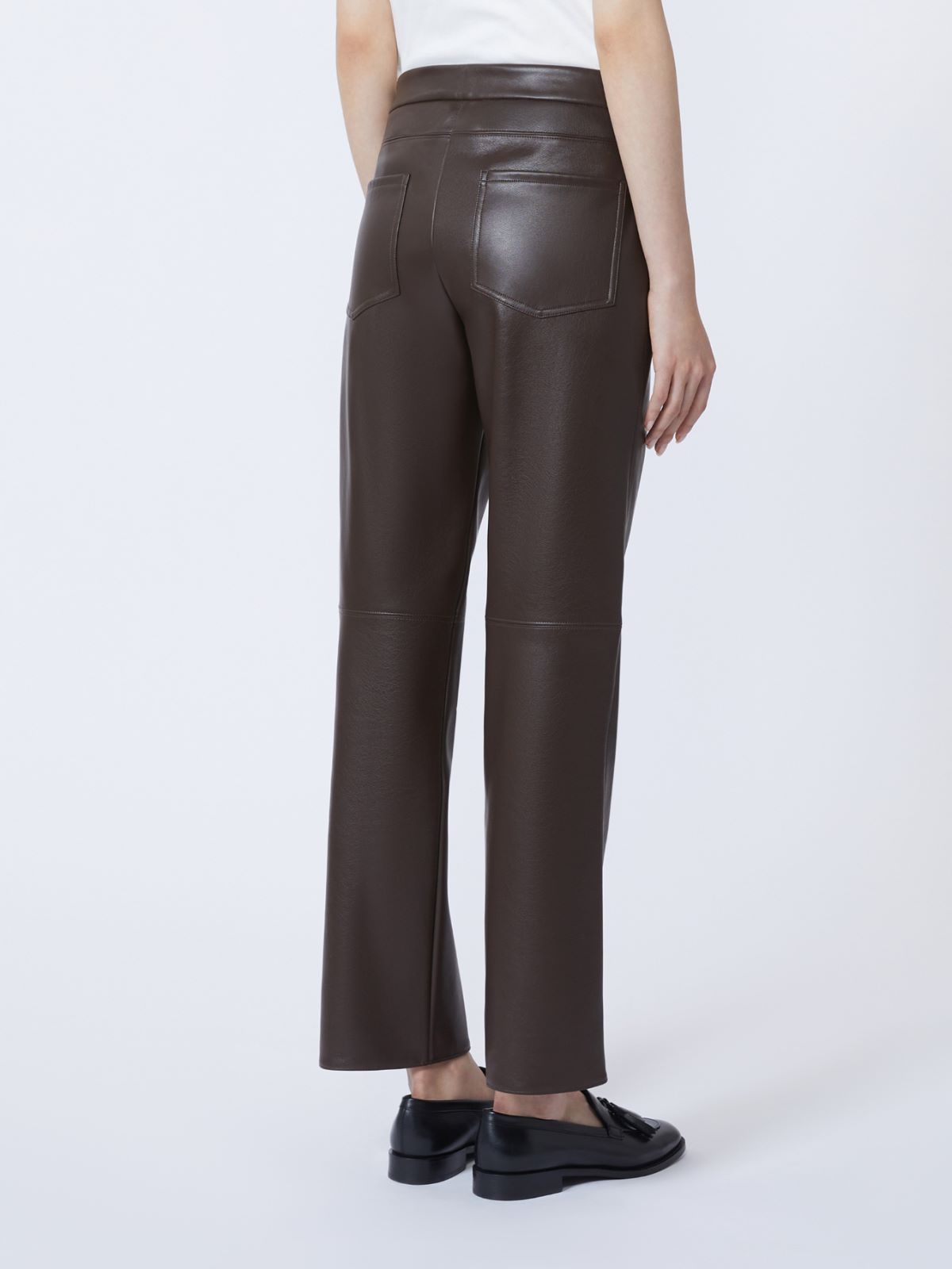 Slim-fit coated fabric trousers - CHOCOLATE - Max Mara - 4