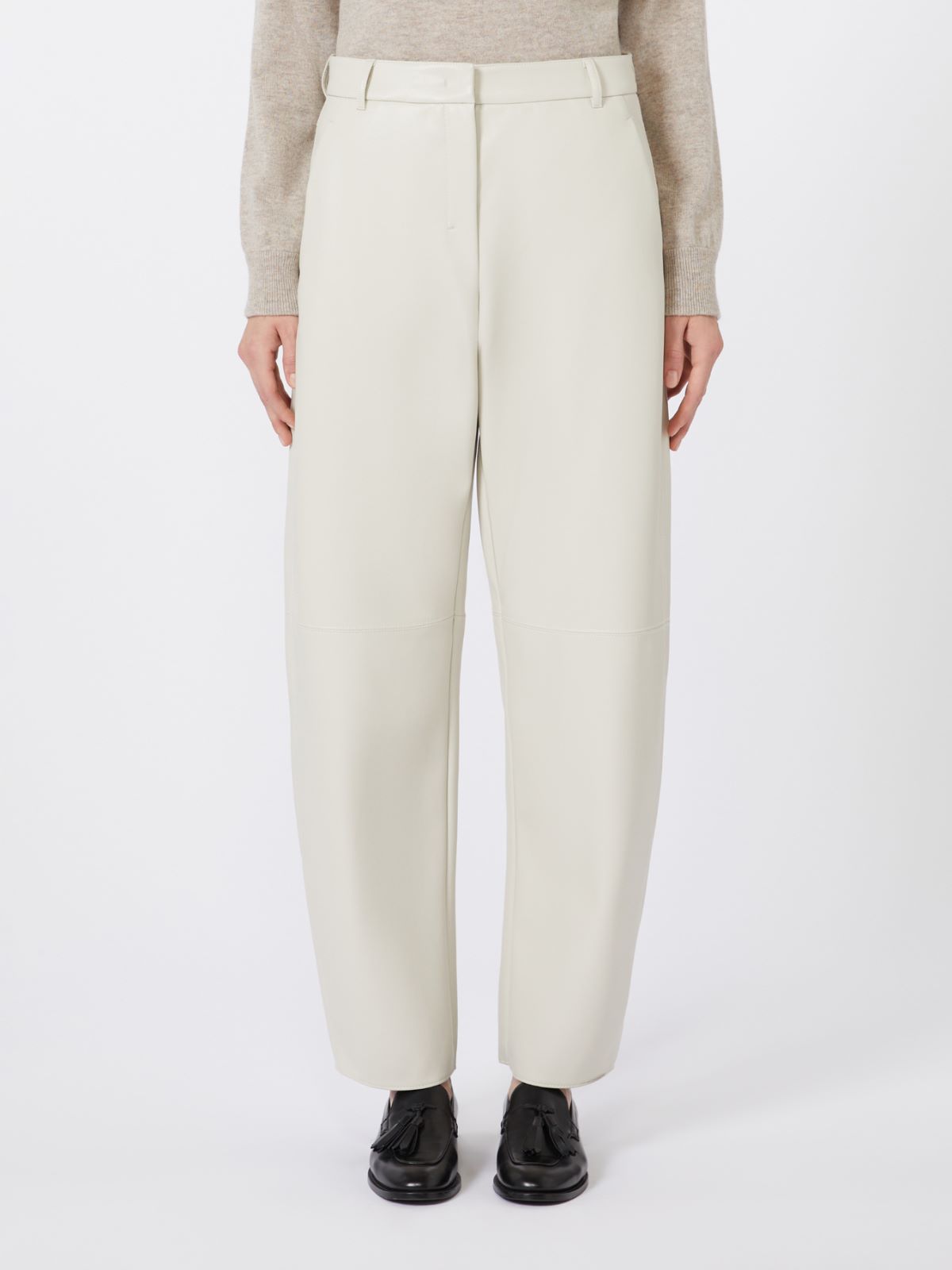 Coated fabric barrel-leg trousers - SAND - Max Mara - 5