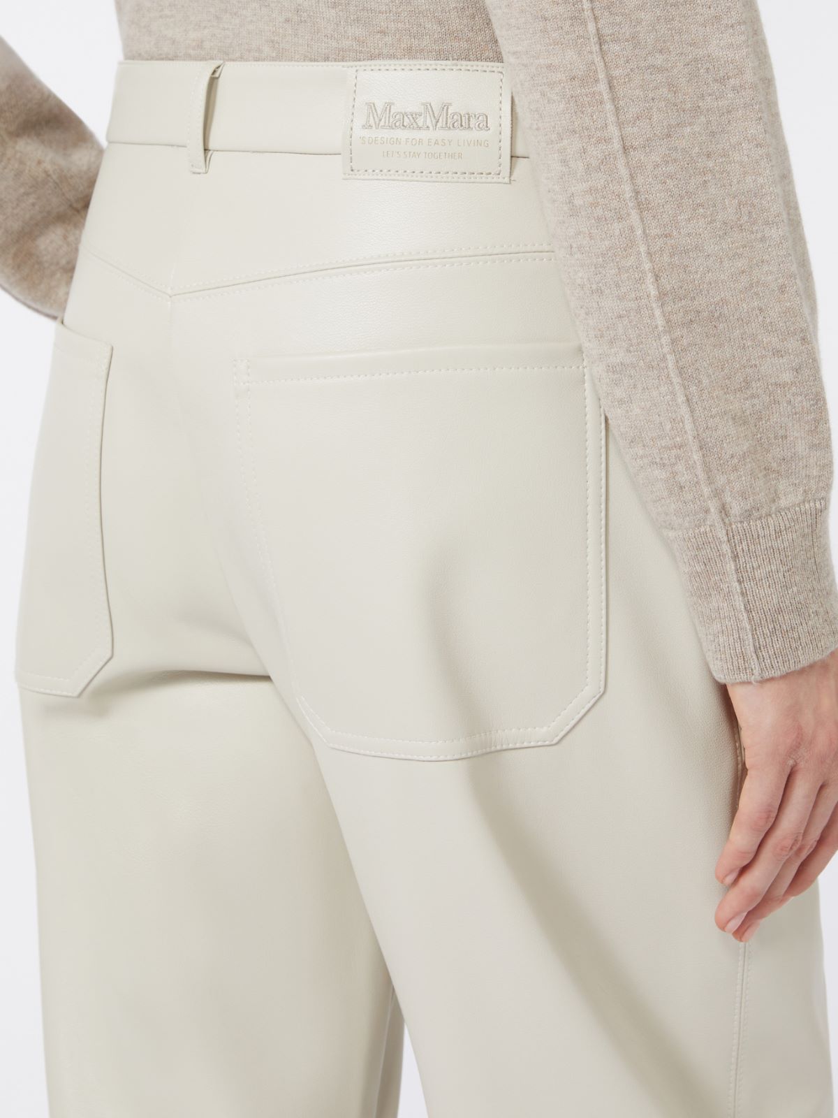 Coated fabric barrel-leg trousers - SAND - Max Mara - 5