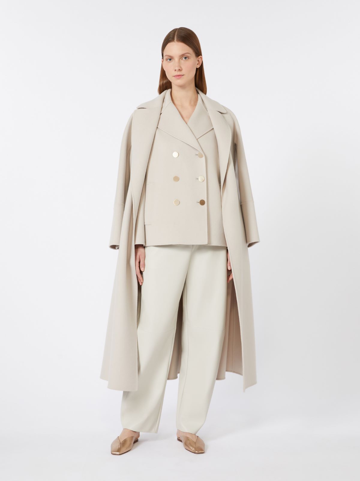 Coated fabric barrel-leg trousers - SAND - Max Mara - 9