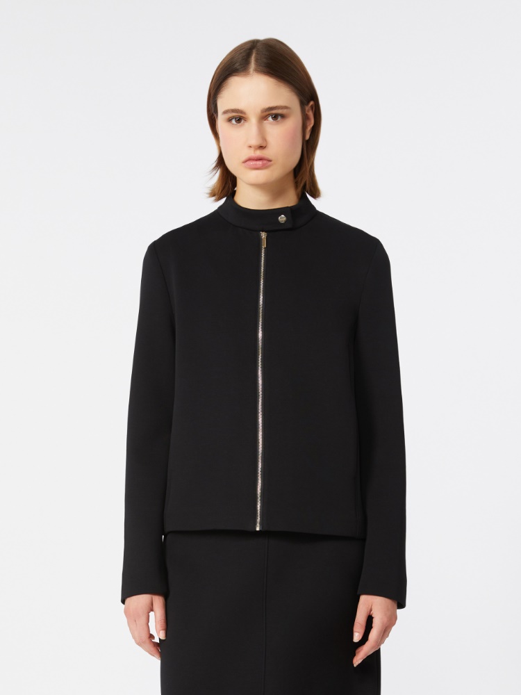 Scuba jersey biker jacket - BLACK - 2