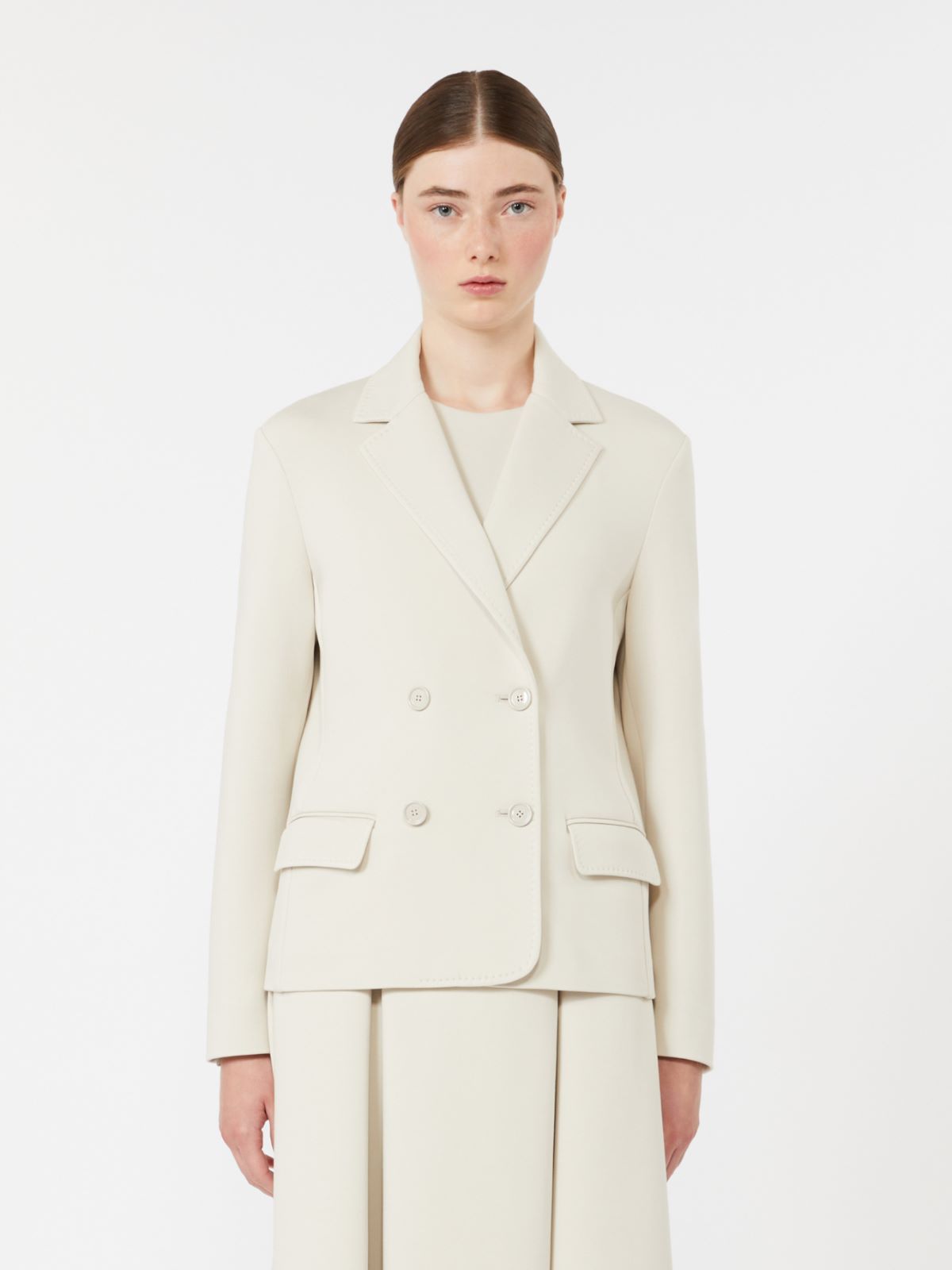 Chaqueta con cierre cruzado de doble botón de punto de neopreno - BEIGE - Max Mara - 2