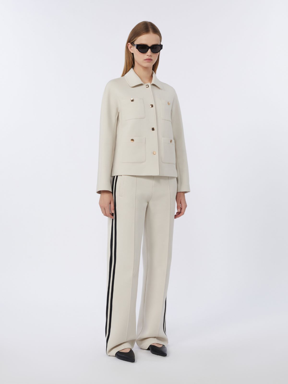 Boxy-fit scuba jersey jacket - ECRU - Max Mara - 4