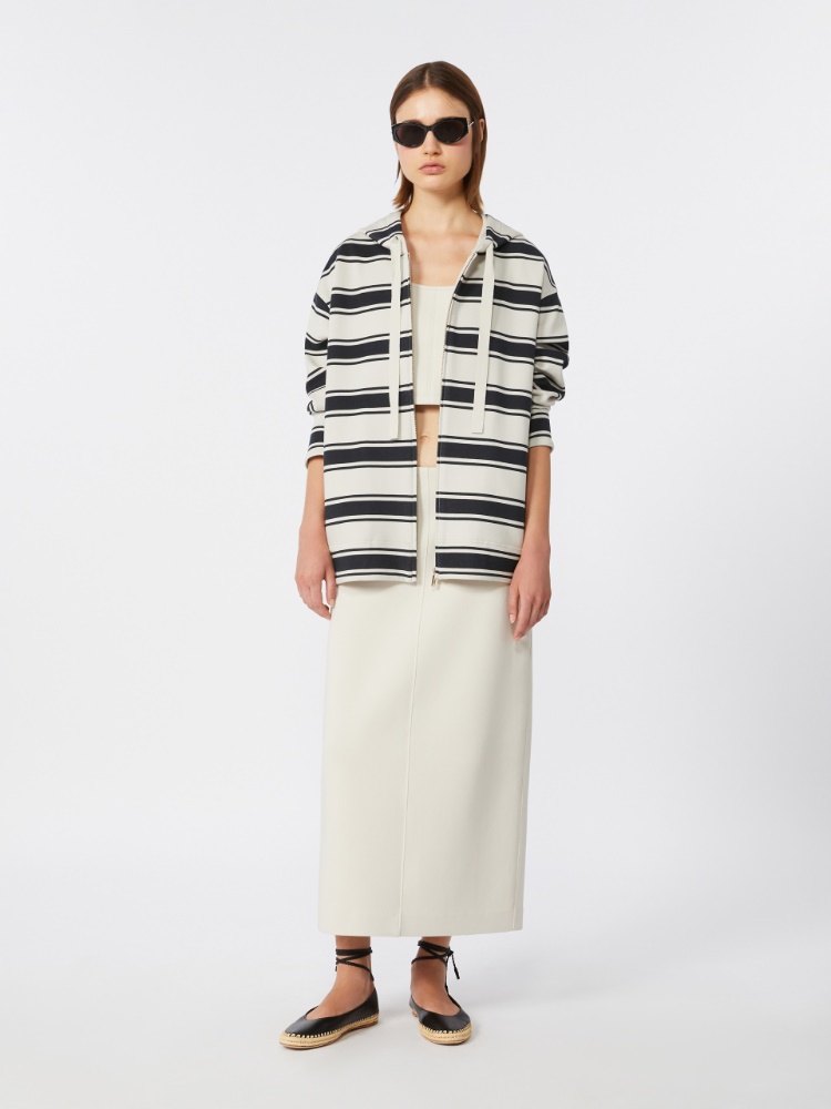 Sweatshirt aus gestreiftem Scuba-Jersey - ULTRAMARINE - 1