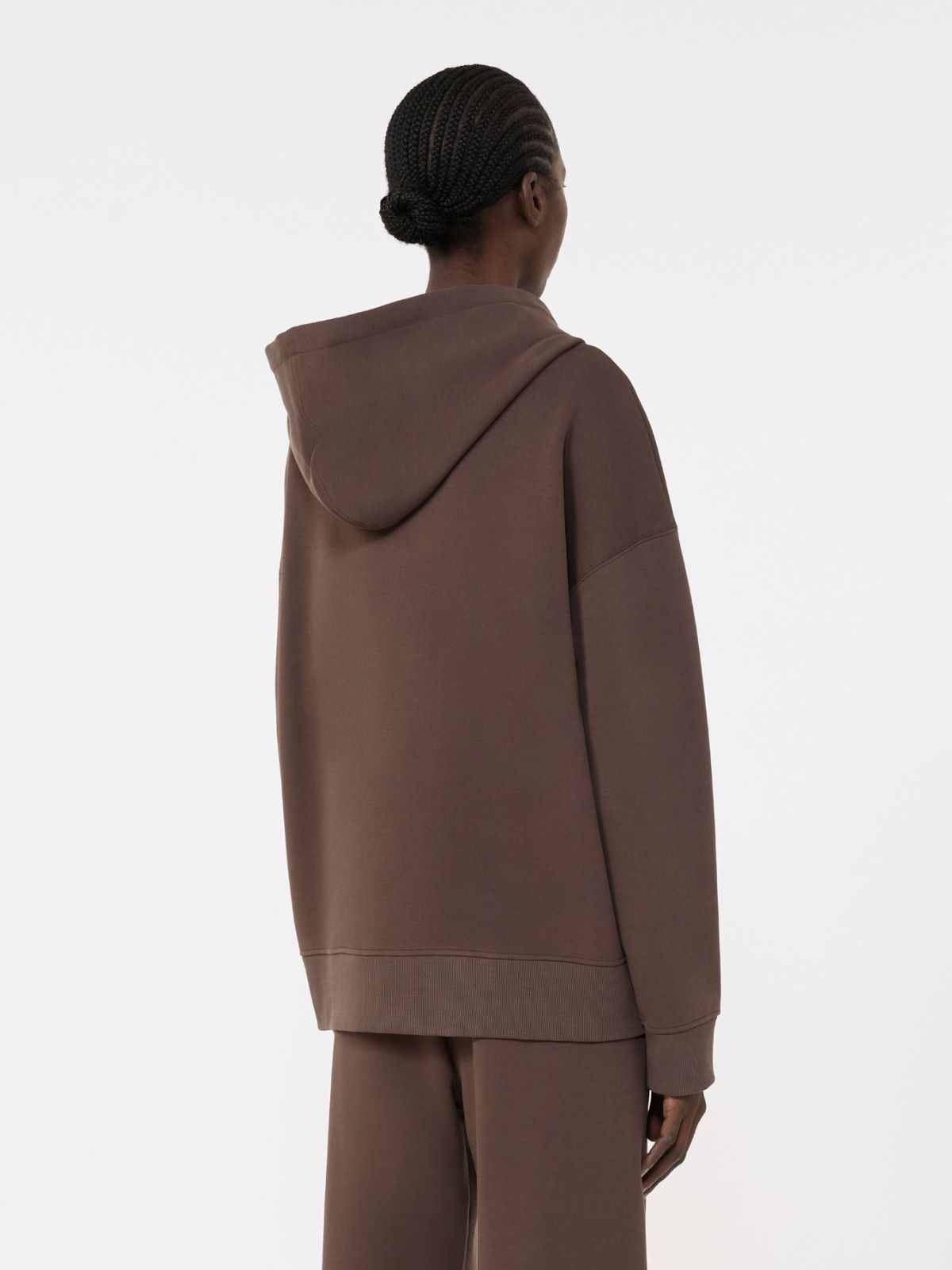 Technical jersey zip-up sweatshirt - CHOCOLATE - Max Mara - 4