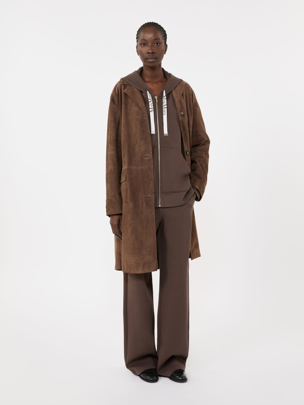 Technical jersey zip-up sweatshirt - CHOCOLATE - Max Mara - 4