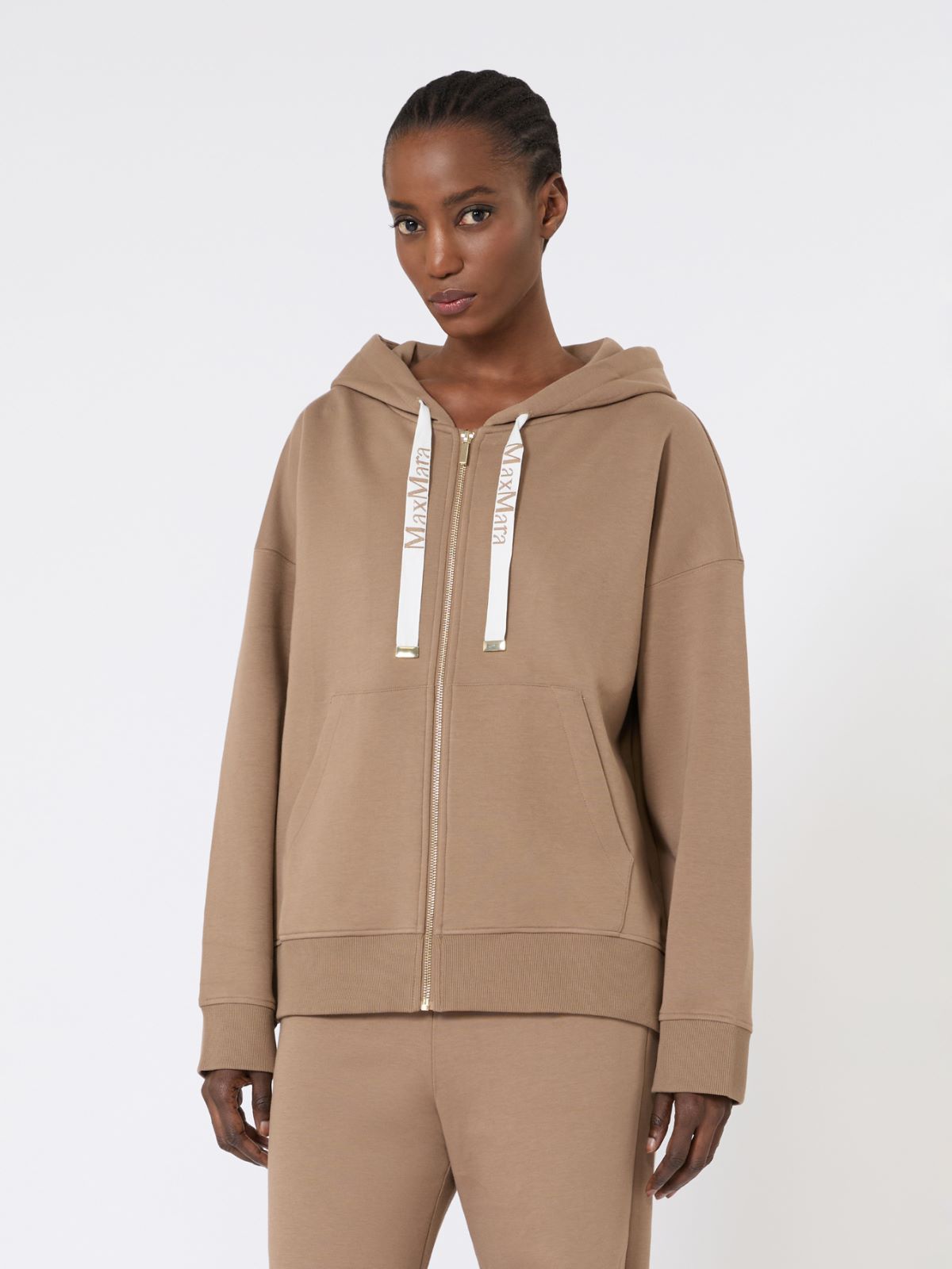 Technical jersey zip-up sweatshirt - CAMEL - Max Mara - 6