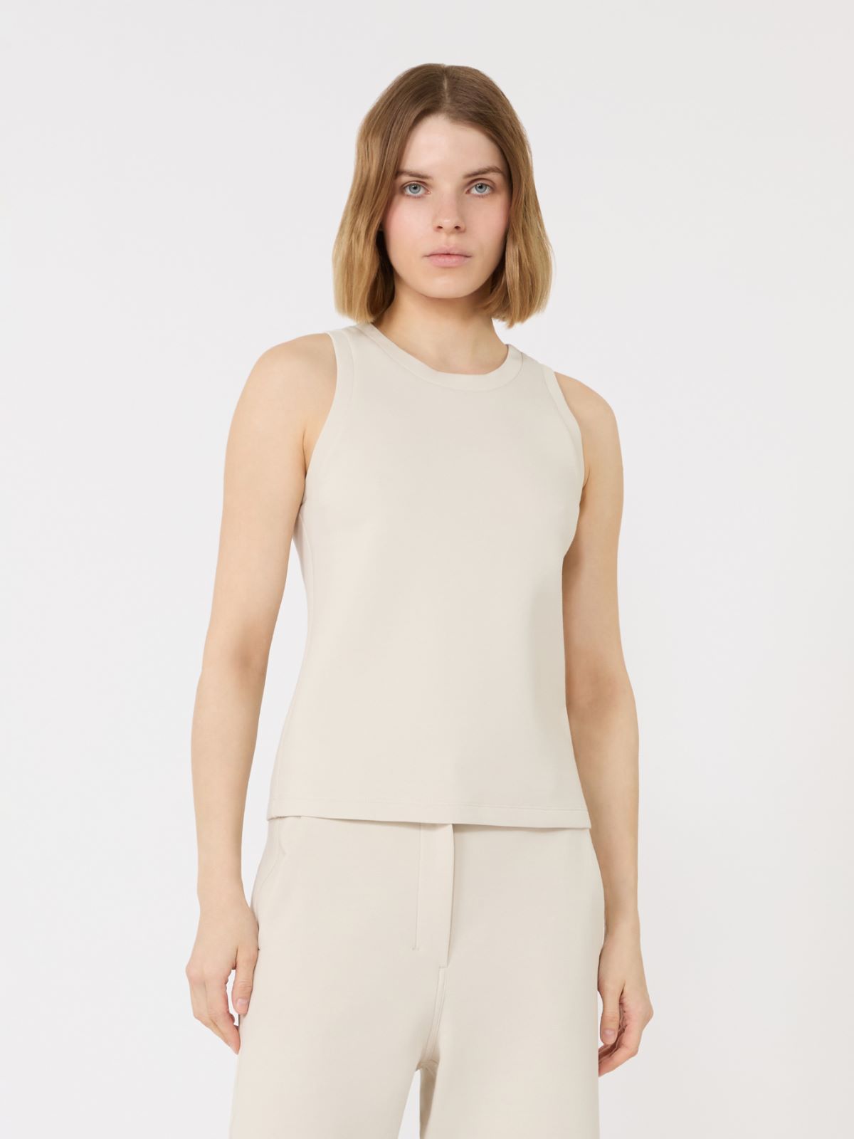 Cotton blend jersey top - BEIGE - Max Mara - 2