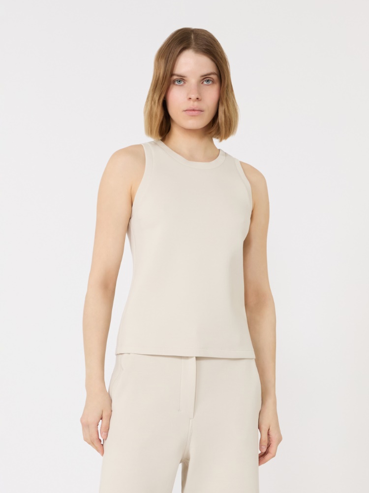 Cotton blend jersey top - BEIGE - Max Mara - 2