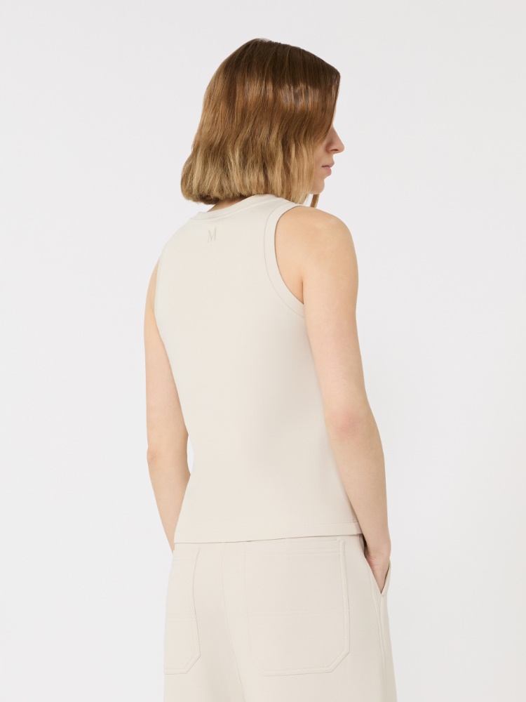 Cotton blend jersey top - BEIGE - Max Mara - 3