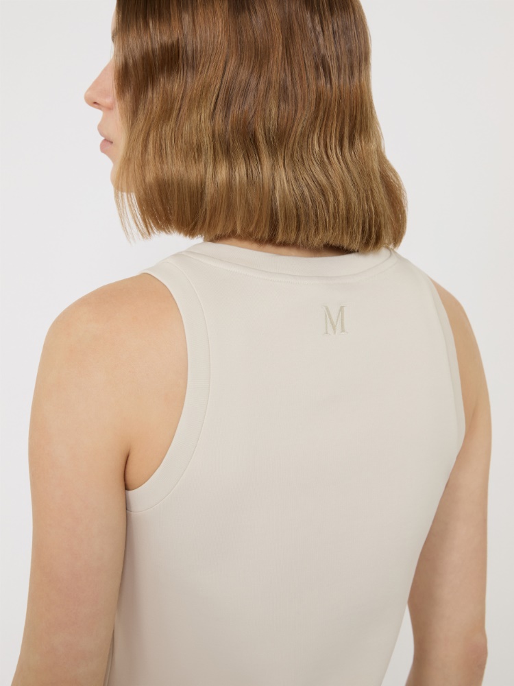 Cotton blend jersey top - BEIGE - Max Mara - 4