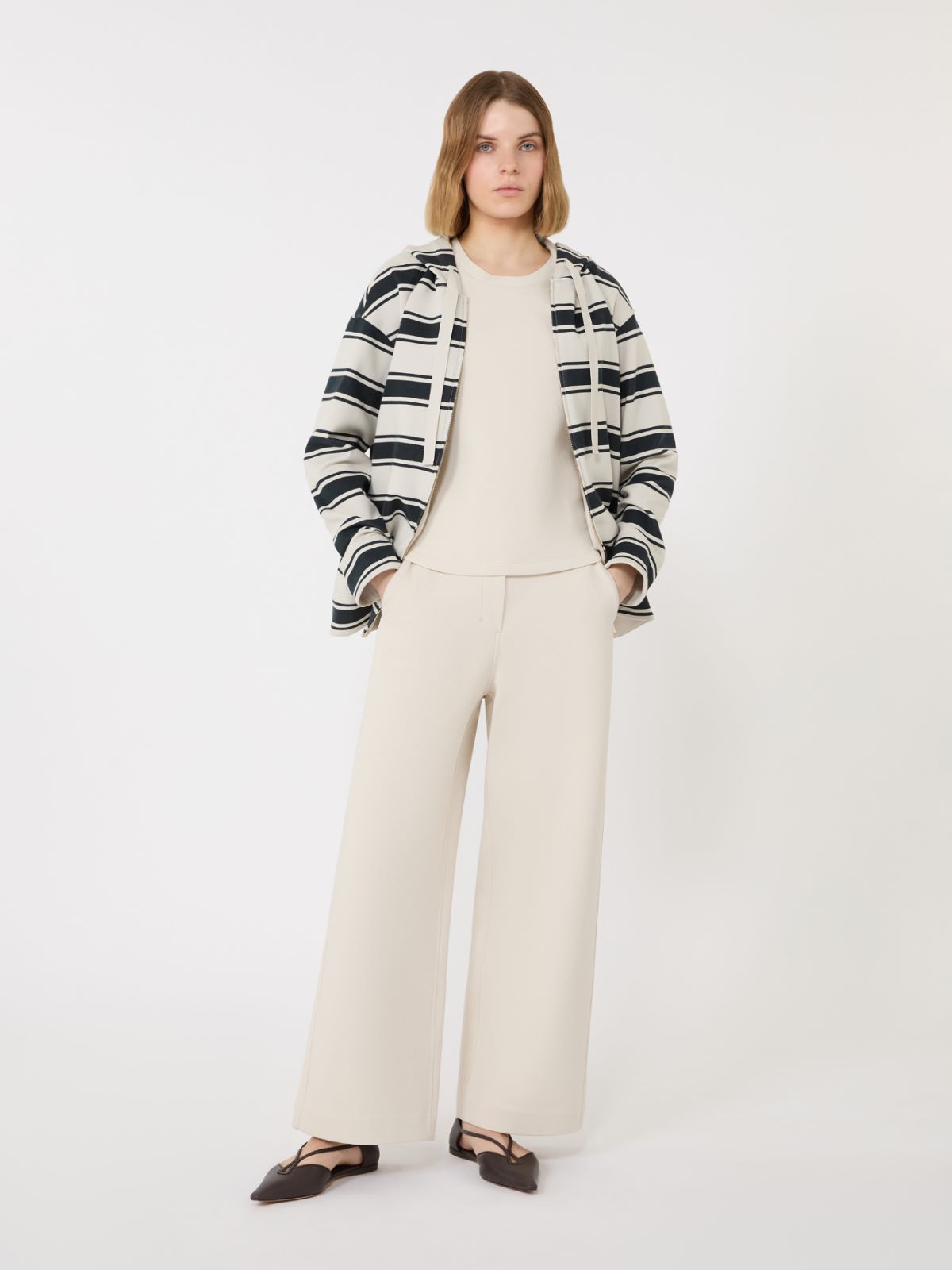 Top aus Baumwollmisch-Jersey - BEIGE