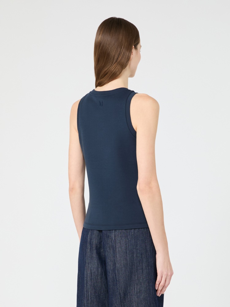 Cotton blend jersey top - ULTRAMARINE - 3