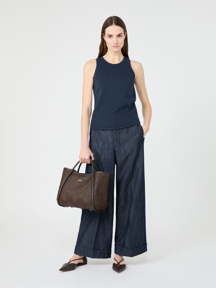 Cotton blend jersey top - ULTRAMARINE