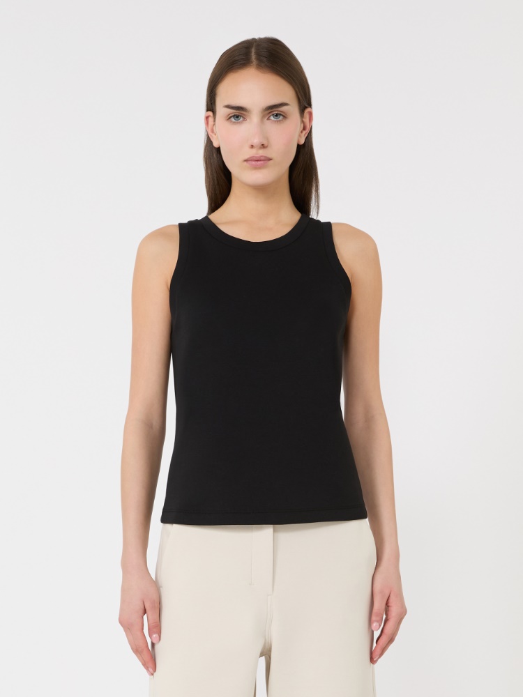 [カロリーナ] コットン ブレンド ジャージー トップ - BLACK - 2