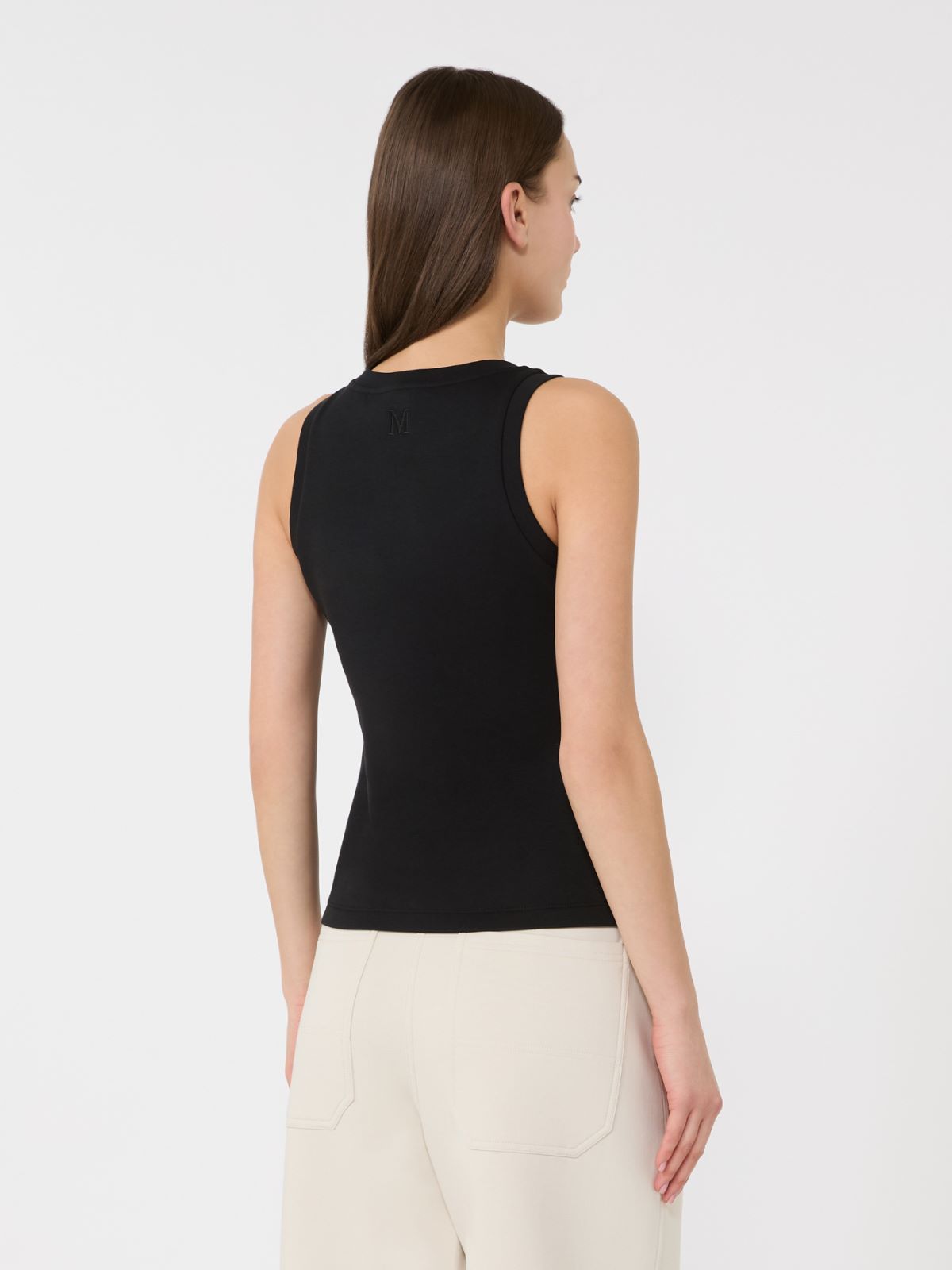 [カロリーナ] コットン ブレンド ジャージー トップ - BLACK - 3