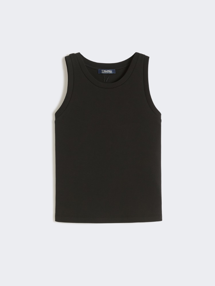 [カロリーナ] コットン ブレンド ジャージー トップ - BLACK - 4