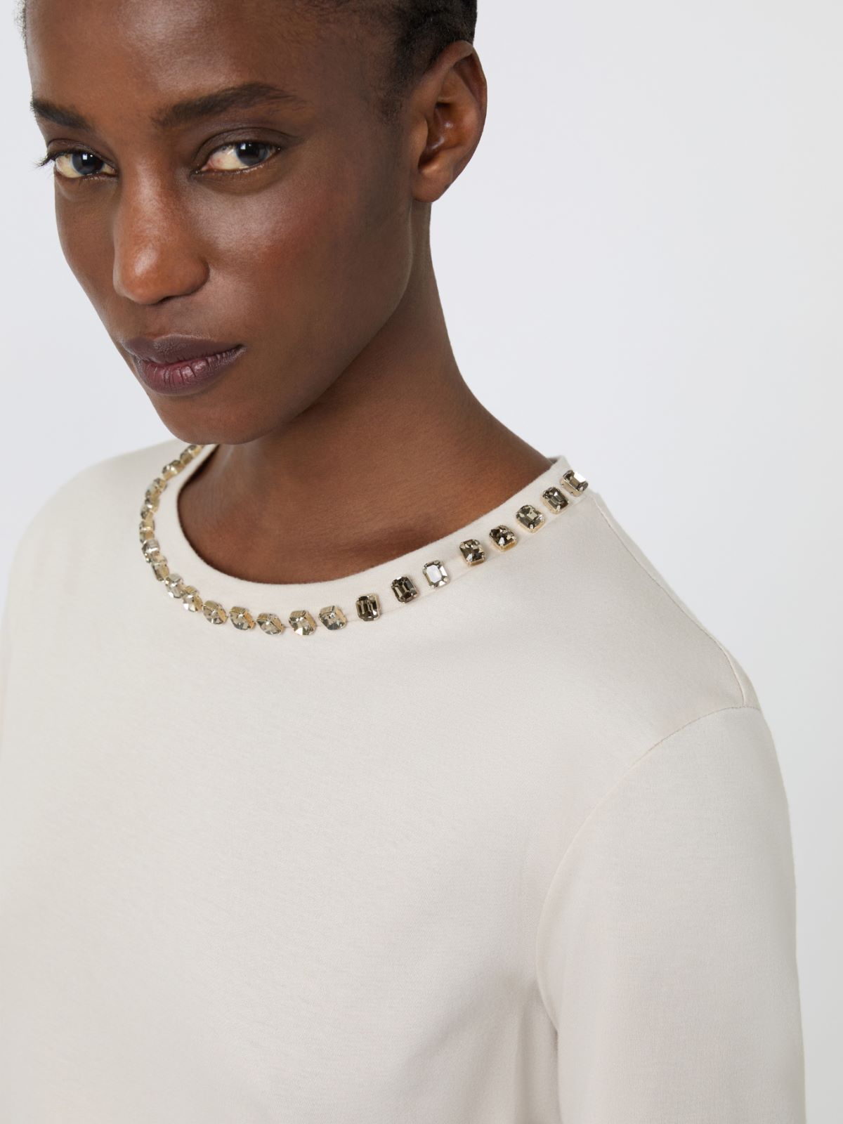 Camiseta de algodón y modal - BEIGE - Max Mara - 4