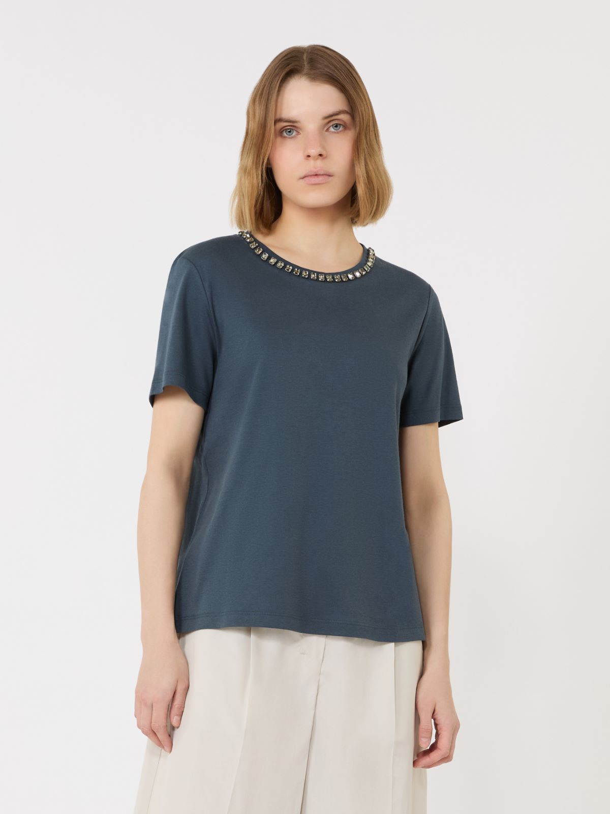 Cotton and modal T-shirt - ULTRAMARINE - Max Mara - 2