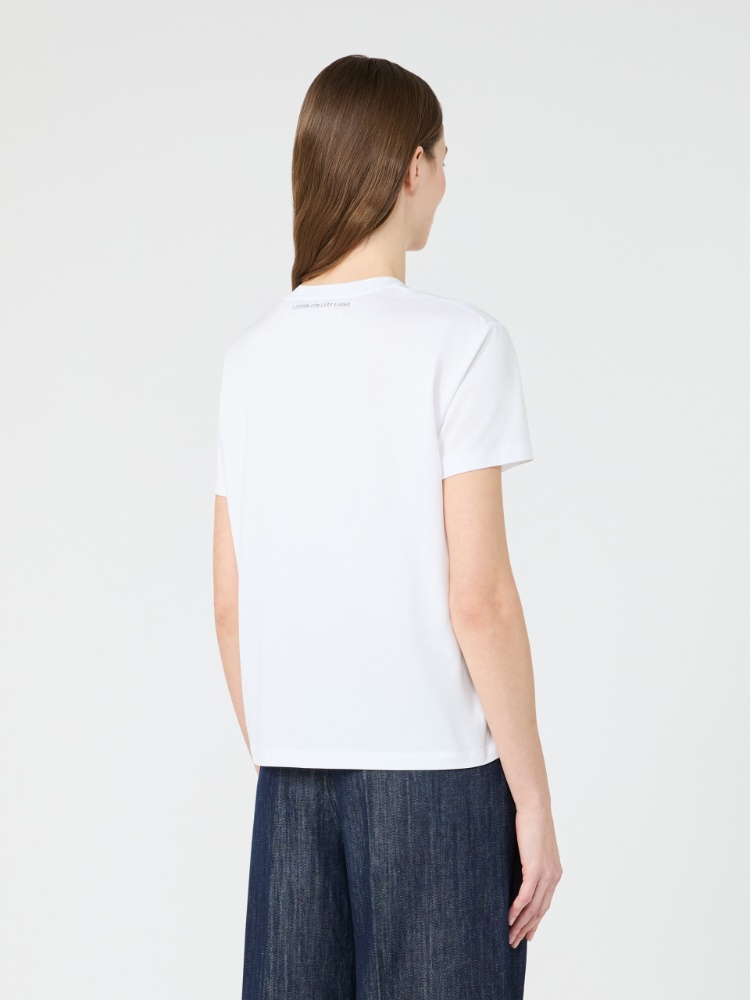 [エディーレ] ピュア コットン ジャージー プリント  Tシャツ - WHITE - 3