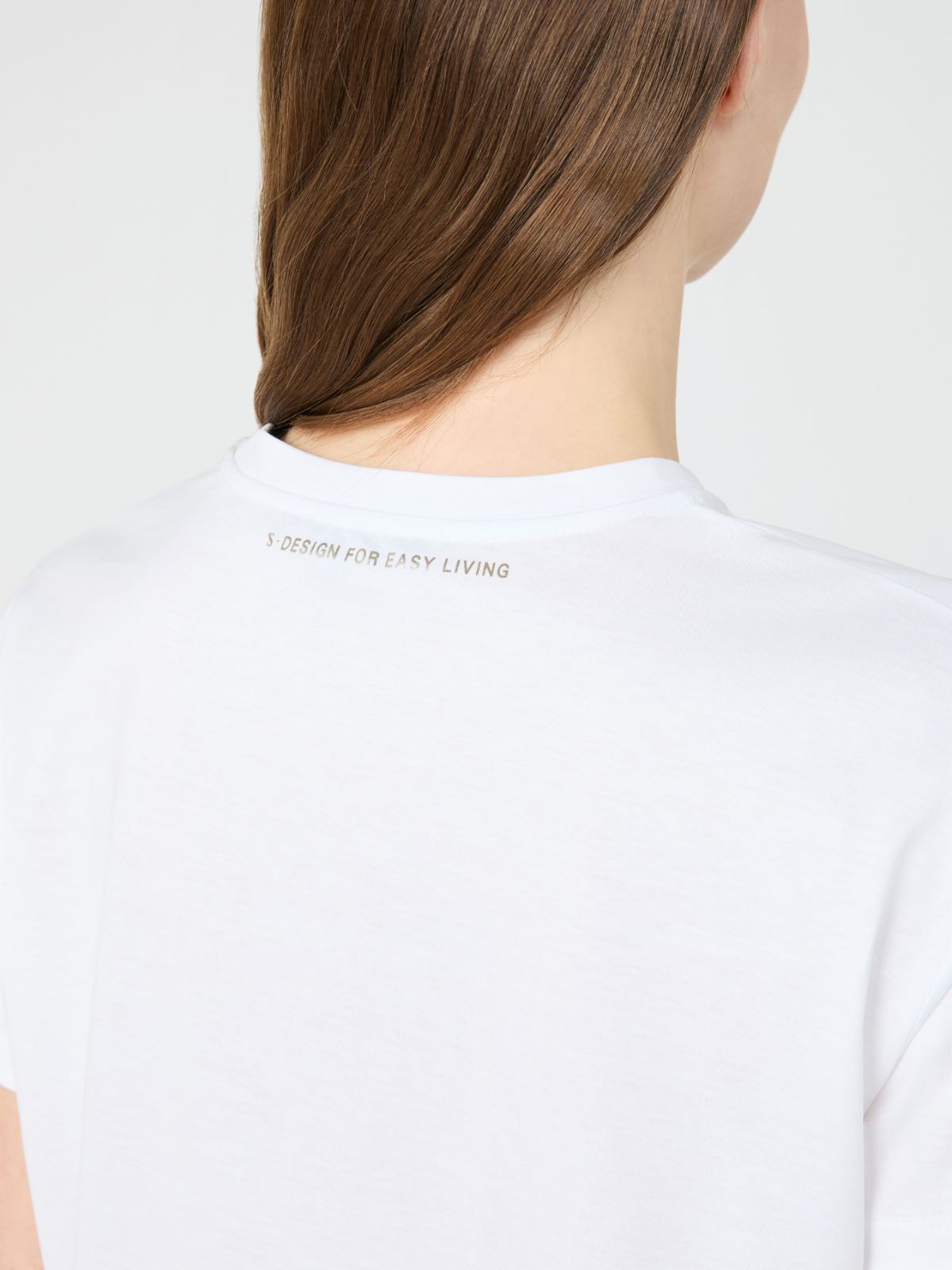 [エディーレ] ピュア コットン ジャージー プリント  Tシャツ - WHITE - 4