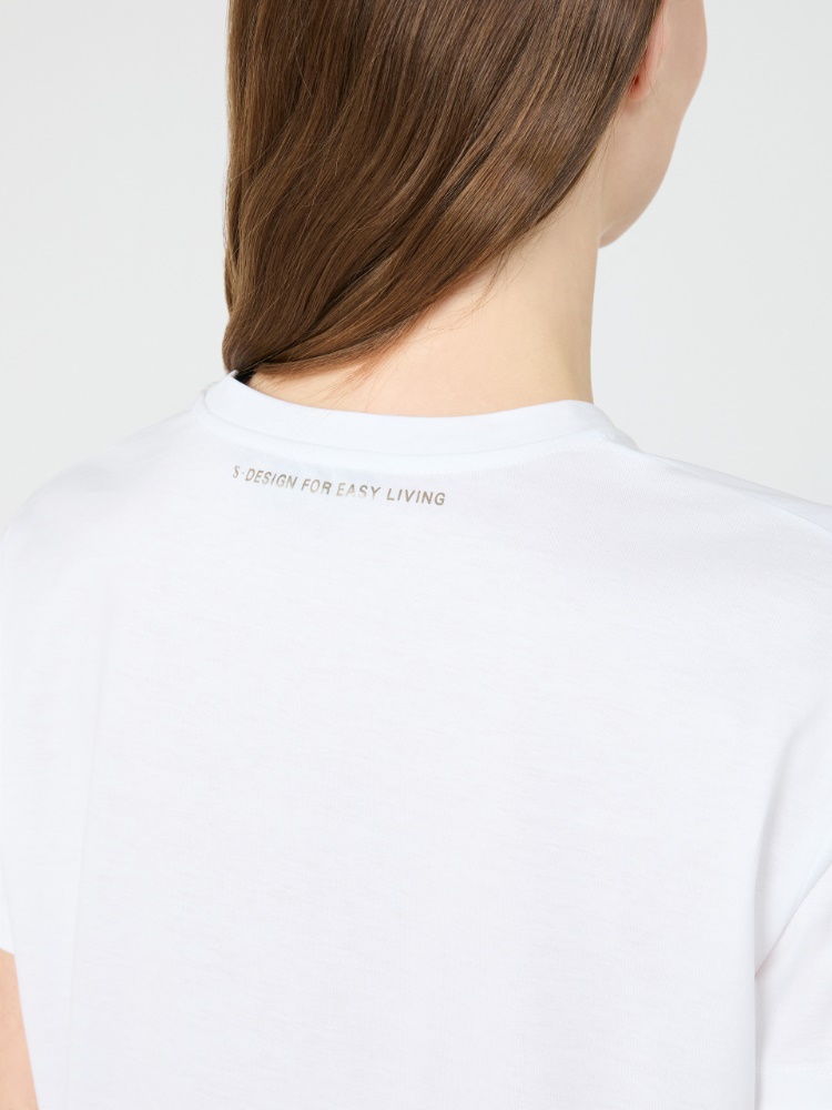 [エディーレ] ピュア コットン ジャージー プリント  Tシャツ - WHITE - 4