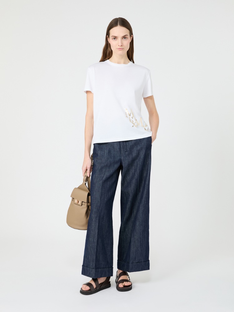 [エディーレ] ピュア コットン ジャージー プリント  Tシャツ - WHITE