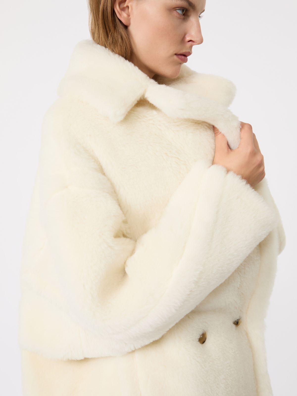 Abrigo Teddy Bear Icon de alpaca y lana - BLANCO - 5