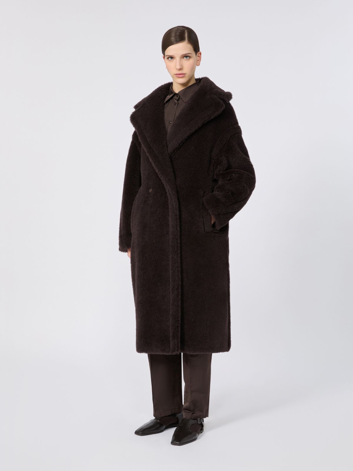Teddy Bear Icon Coat in alpaca and wool - DARK BROWN - Max Mara - 2