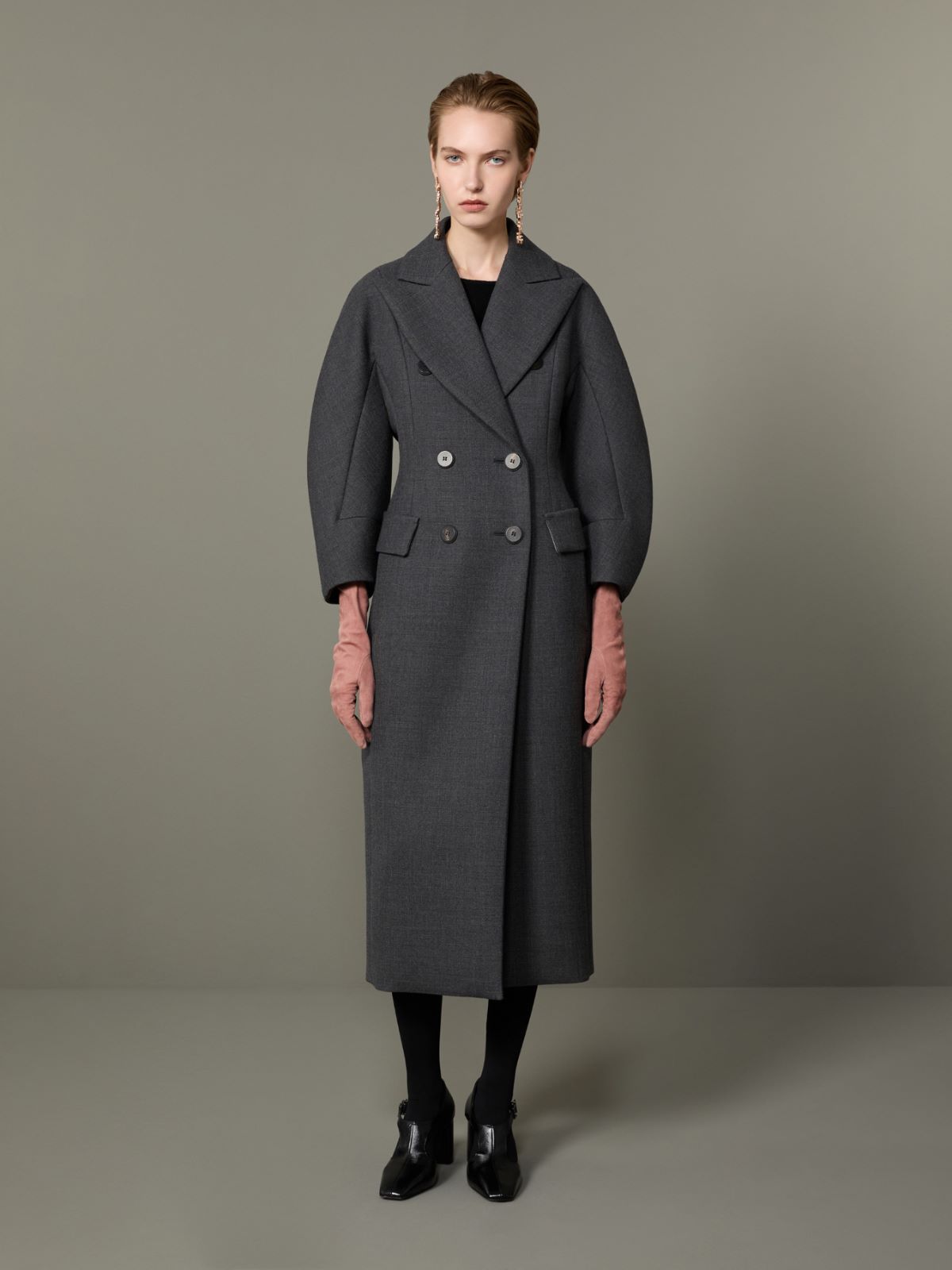 Dwurzędowy płaszcz Monsieur z czesanej wełny - ŚREDNIOSZARY - Max Mara - 2