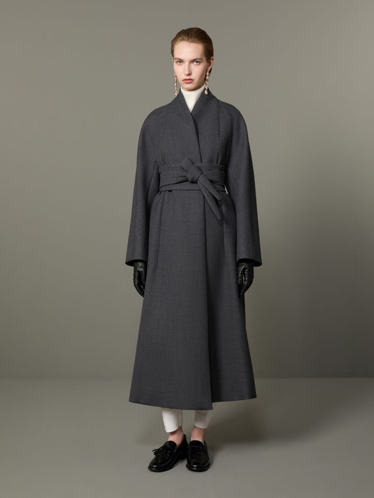 Płaszcz kimono z czesanej wełny - ŚREDNIOSZARY - Max Mara - 2