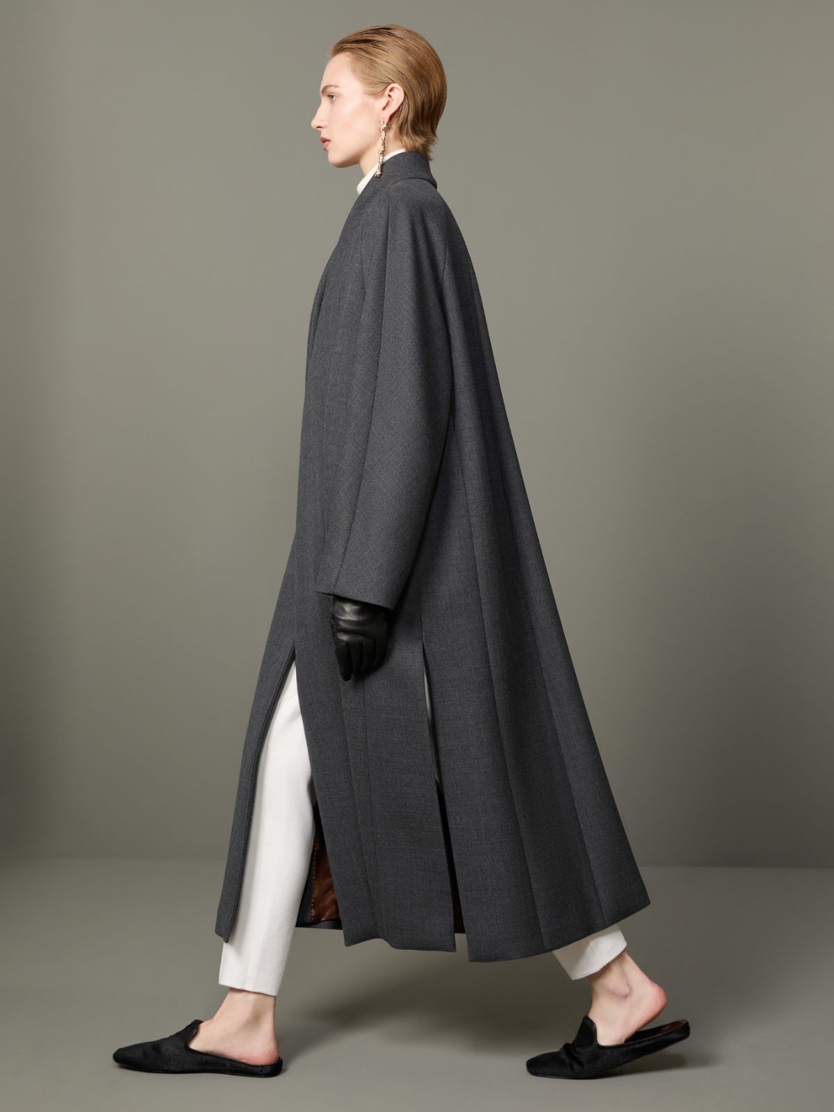 Płaszcz kimono z czesanej wełny - ŚREDNIOSZARY - Max Mara - 4