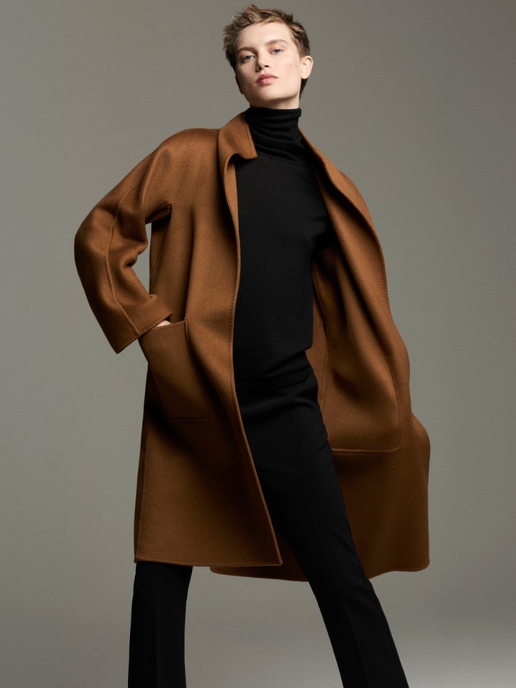 Cappotto cardigan midi in cachemire + CUOIO - Max Mara